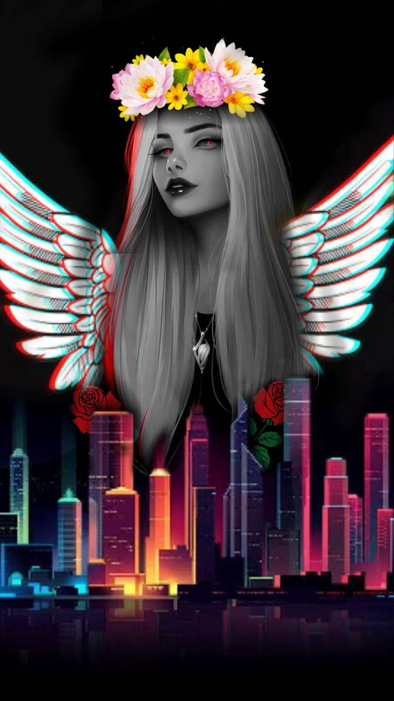 Phone Girl Dark Angel Background