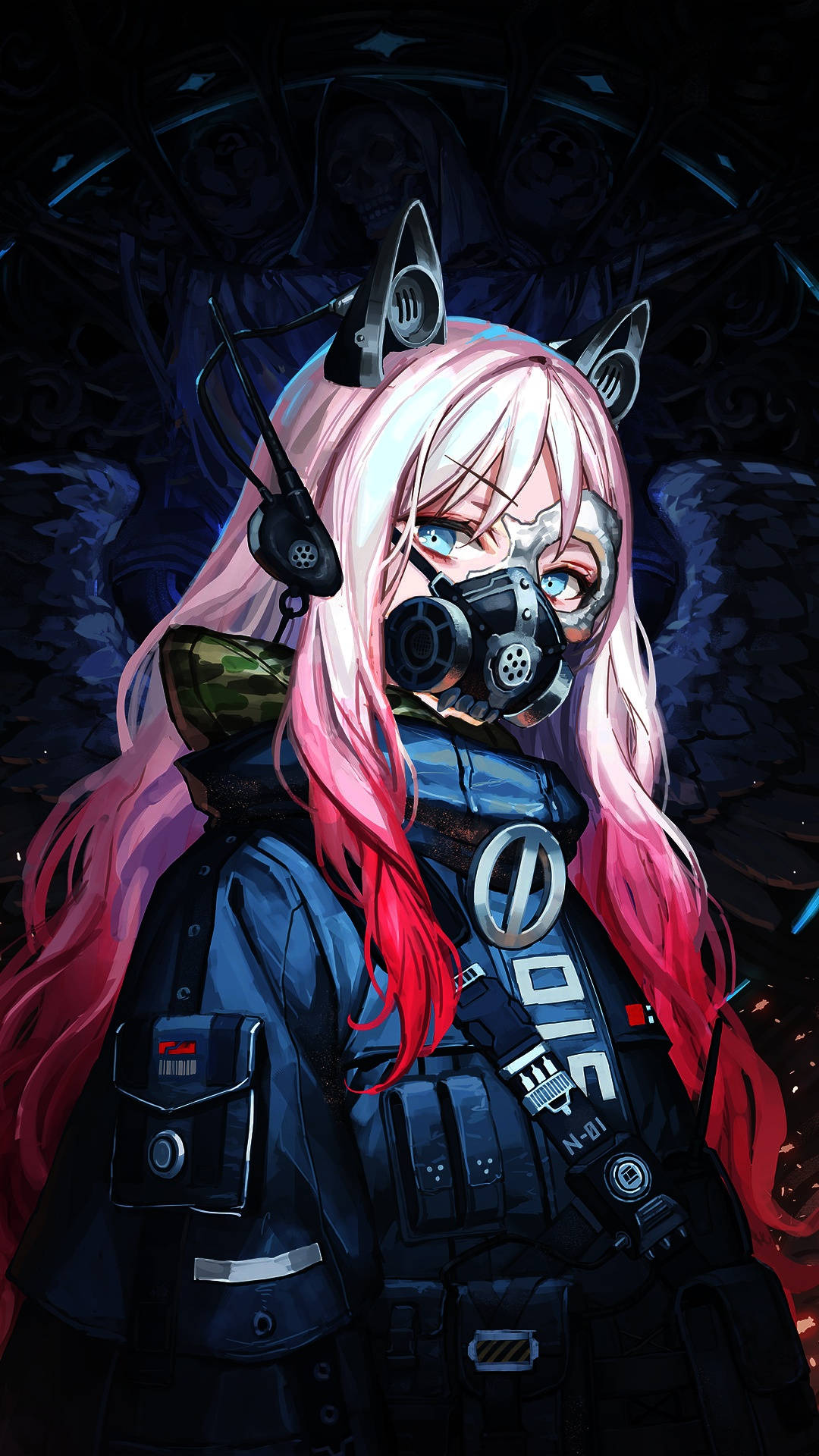 Phone Girl In Combat Gear Background