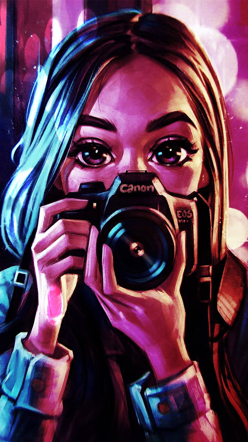 Phone Girl Photographer Graphic Background