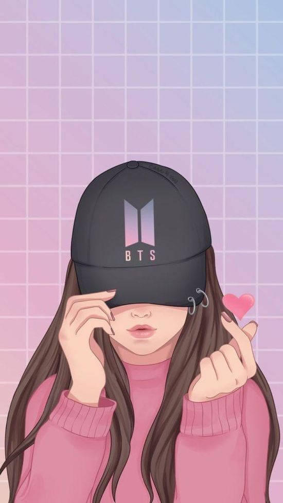 Phone Girl With Bts Cap Background
