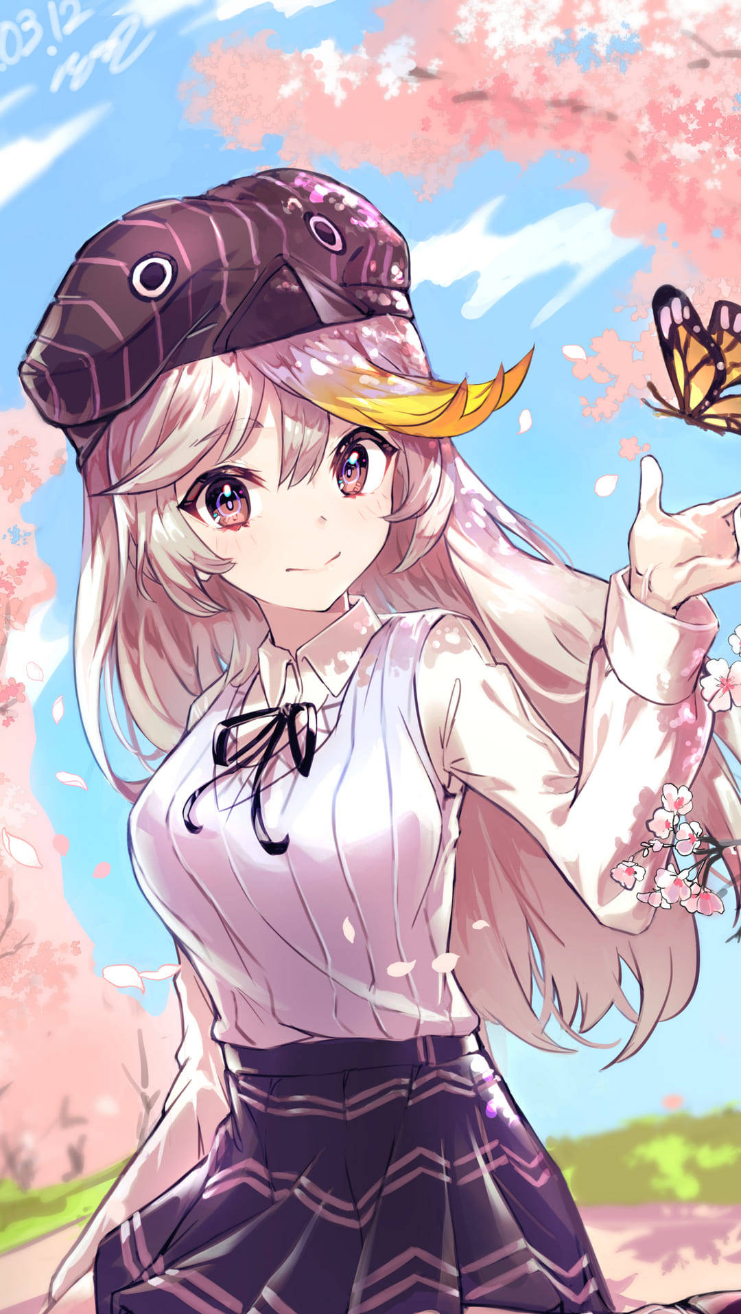 Phone Girl With Butterfly Background