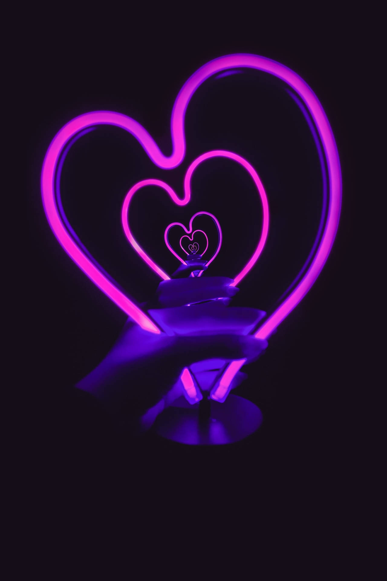 Phone Wallpaper Pink And Purple Neon Heart Background