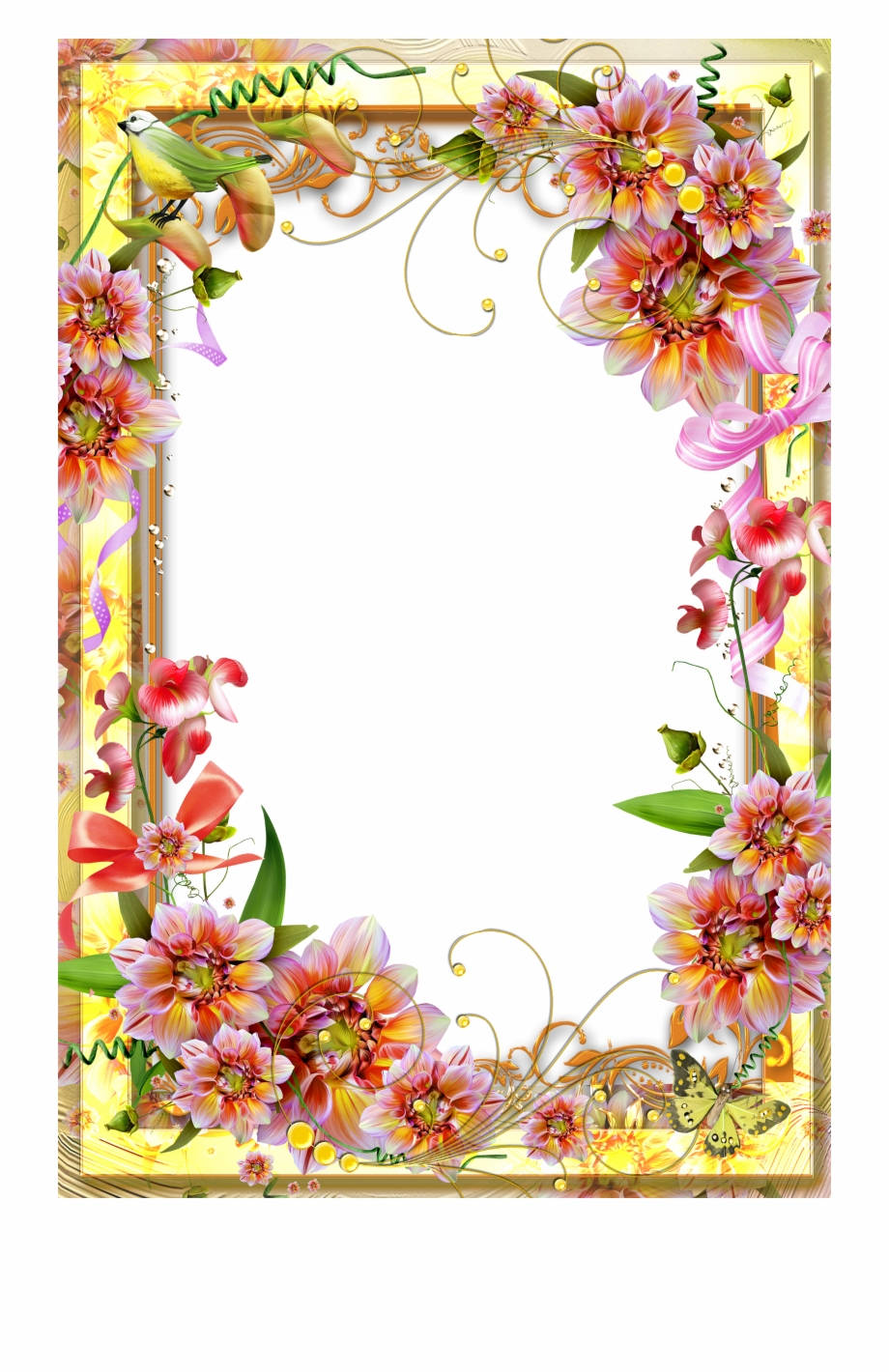 Photo Frame Floral Border Clipart Background