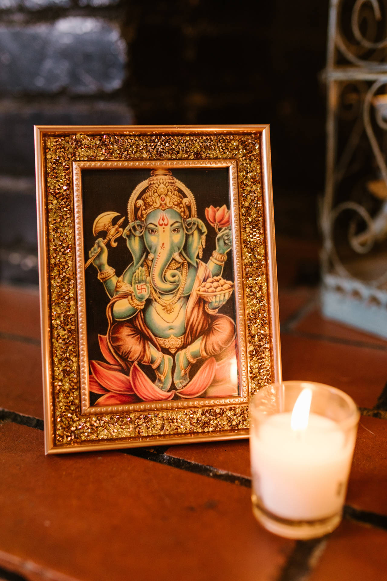 Photo Frame Of Ganesh Mobile Background