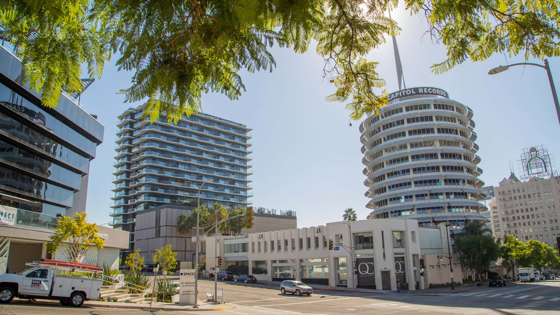 Photograph Of The Majestic Capitol Records Building Background
