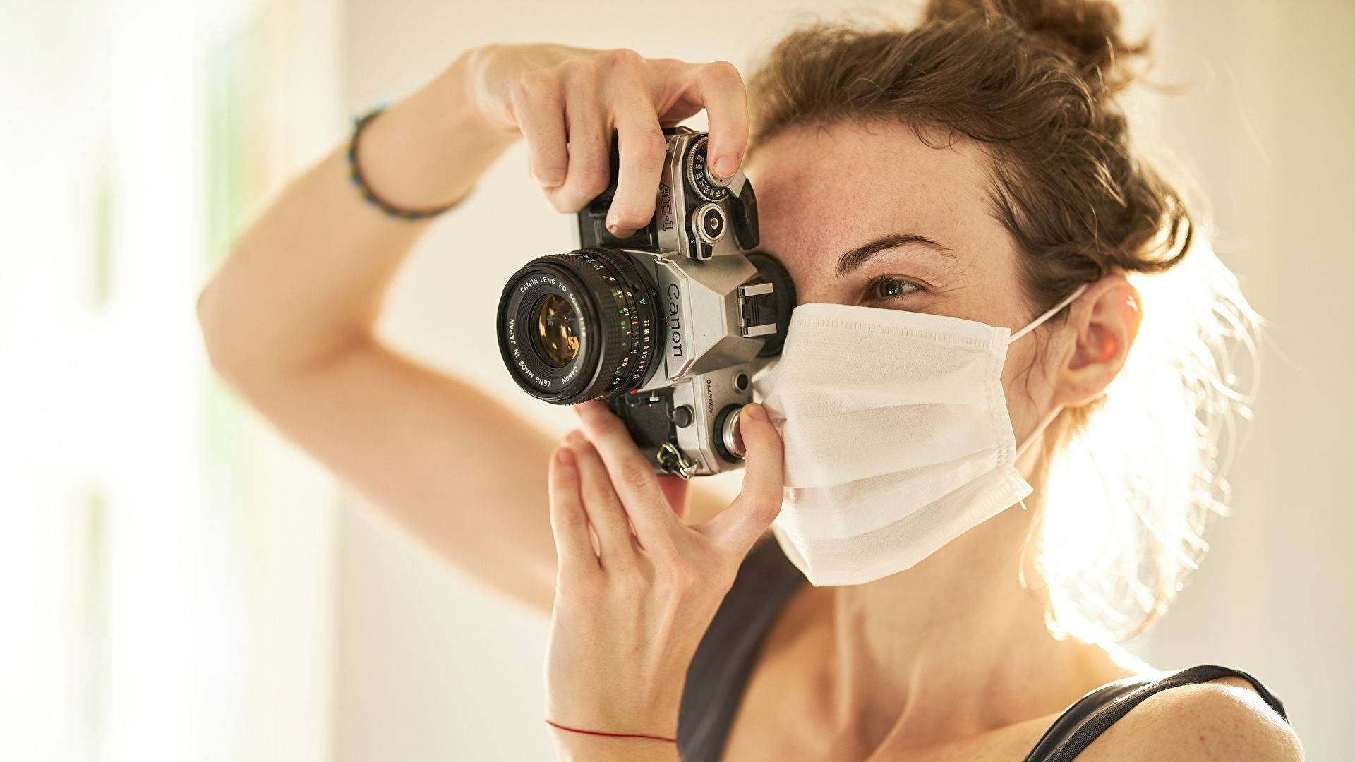 Photographer With Mask Background