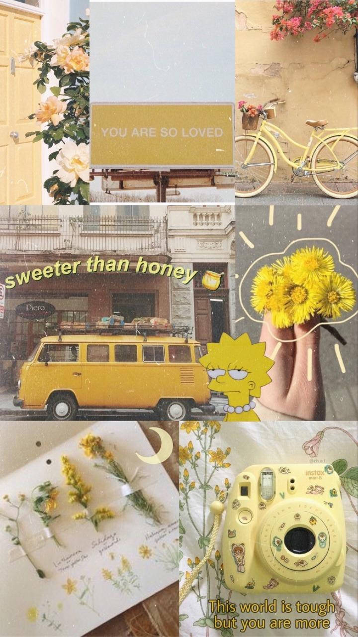 Photographs Of Yellow Vintage Aesthetic Objects Background