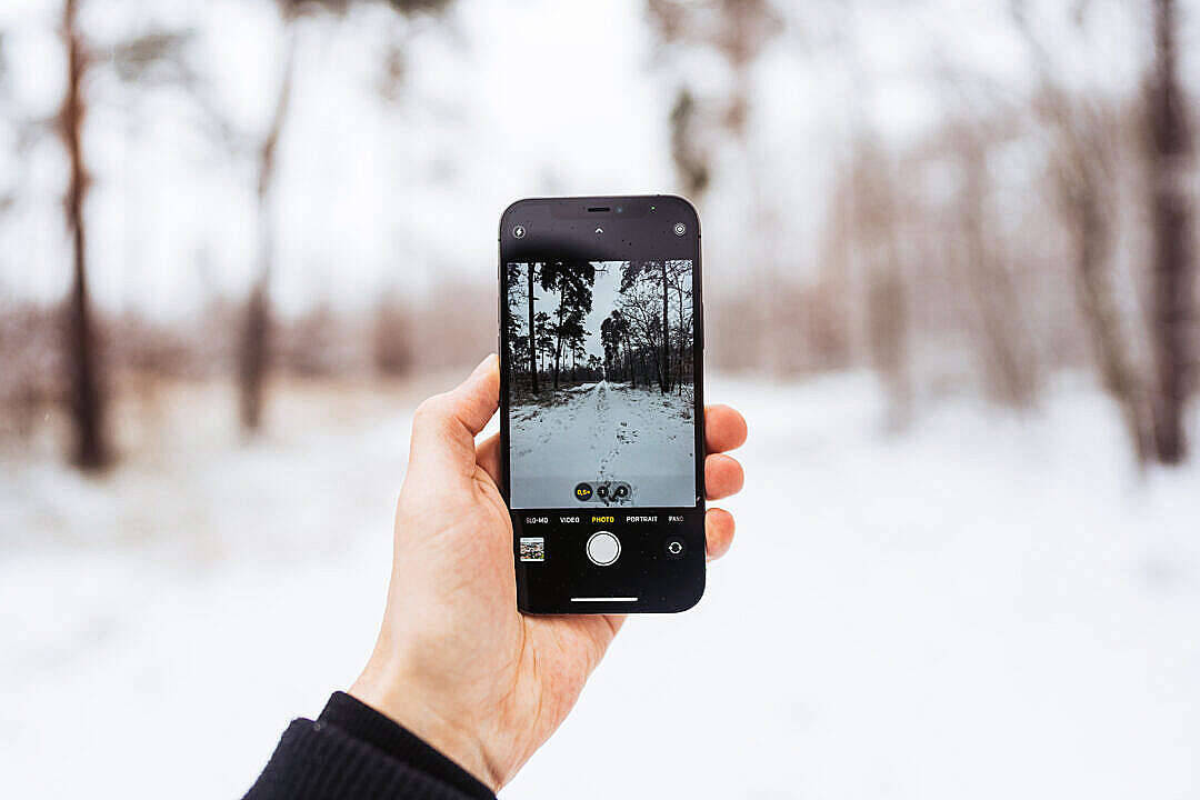 Photography Of Snowy Scenery And Iphone