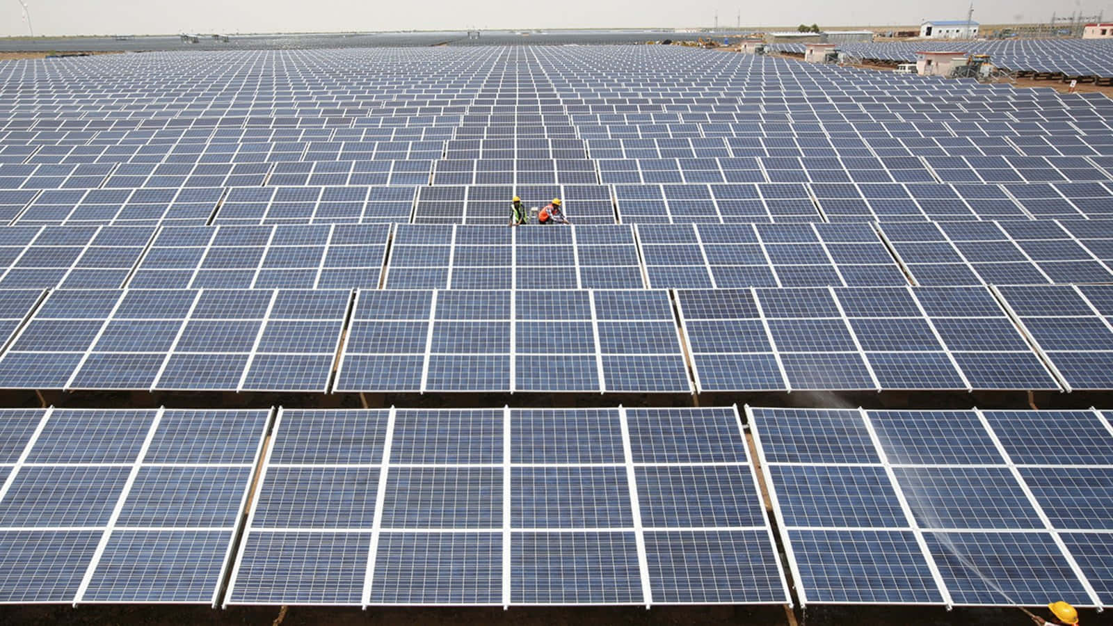 Photovoltaic Solar Panels At The Gujarat Solar Park Background