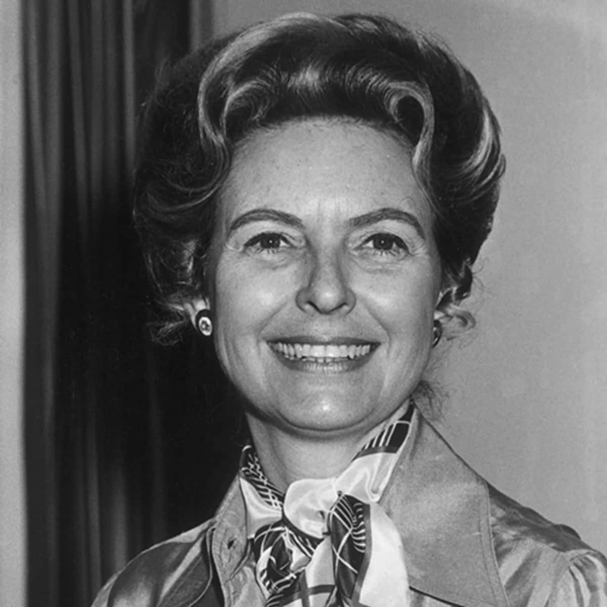 Phyllis Schlafly Monochrome Smiling Portrait Background