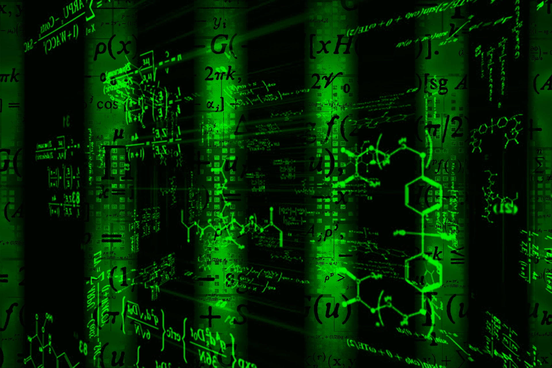 Physics Equations Green Aesthetic Background