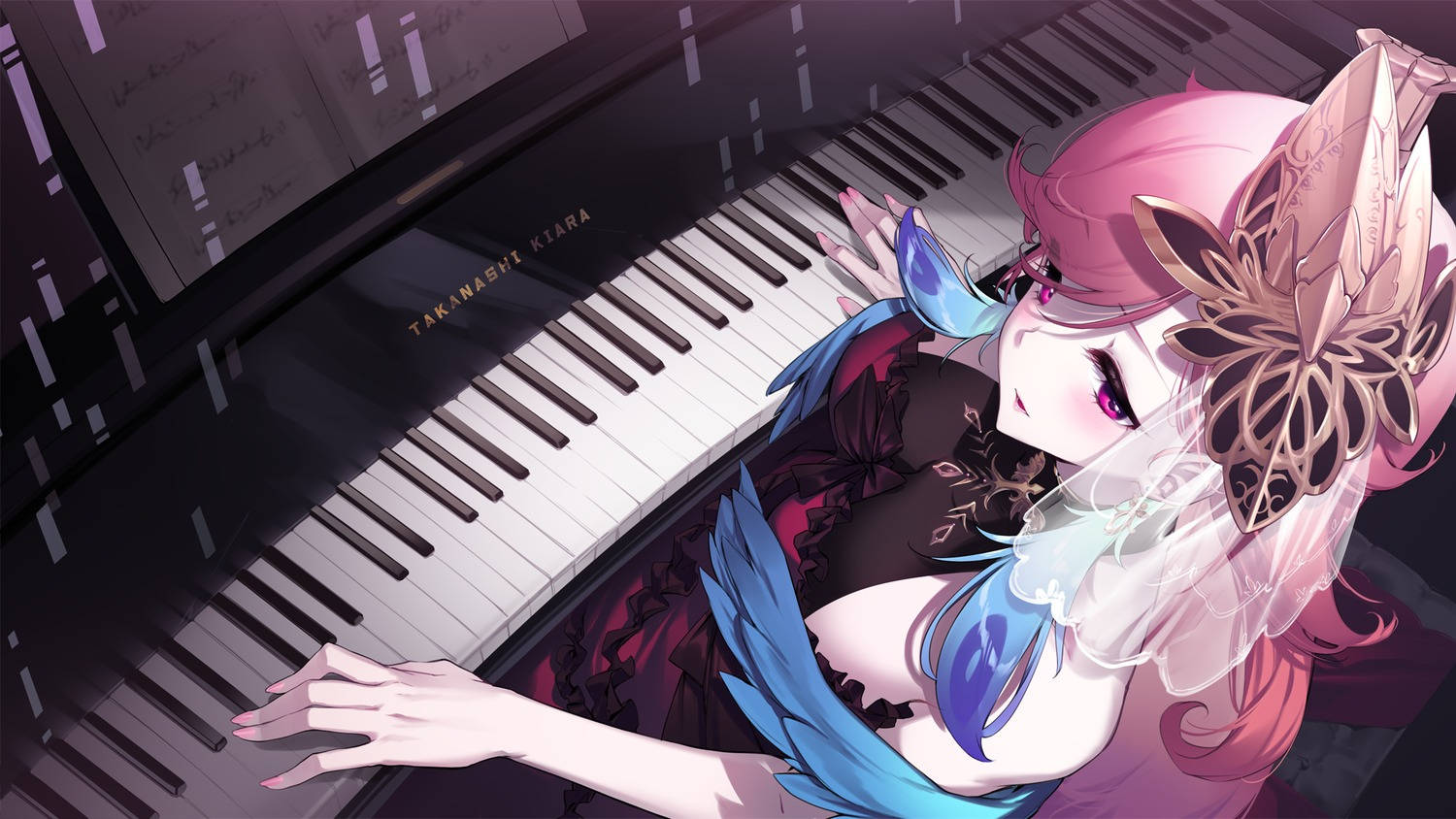 Pianist Kiara Aesthetic Anime Art Desktop Background