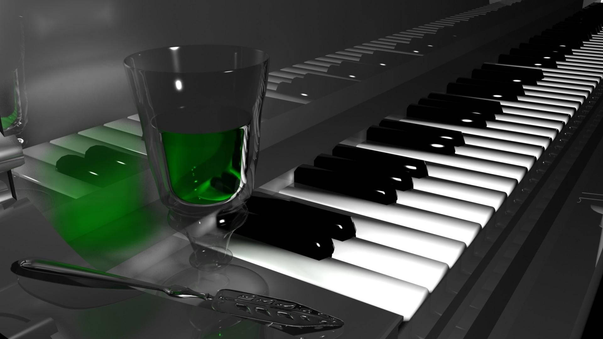 Piano Absinthe Grayscale Art Background