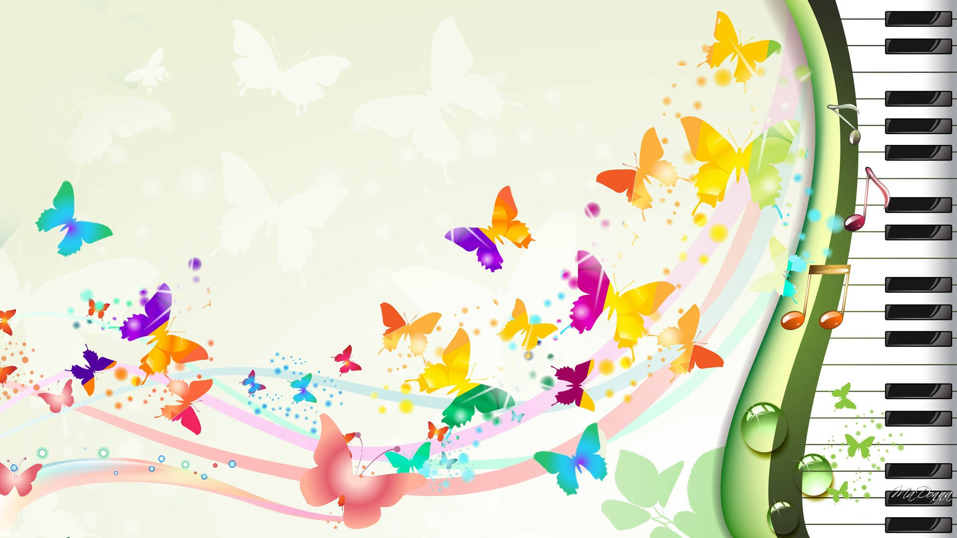 Piano Music Butterfly Background Background