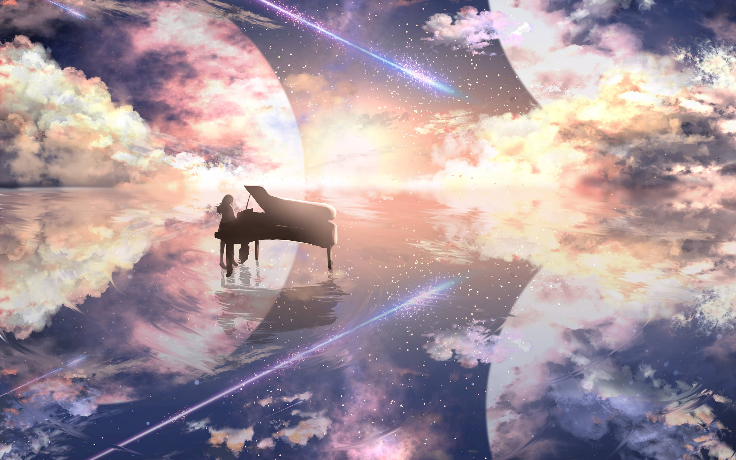 Piano On An Anime Planet Background