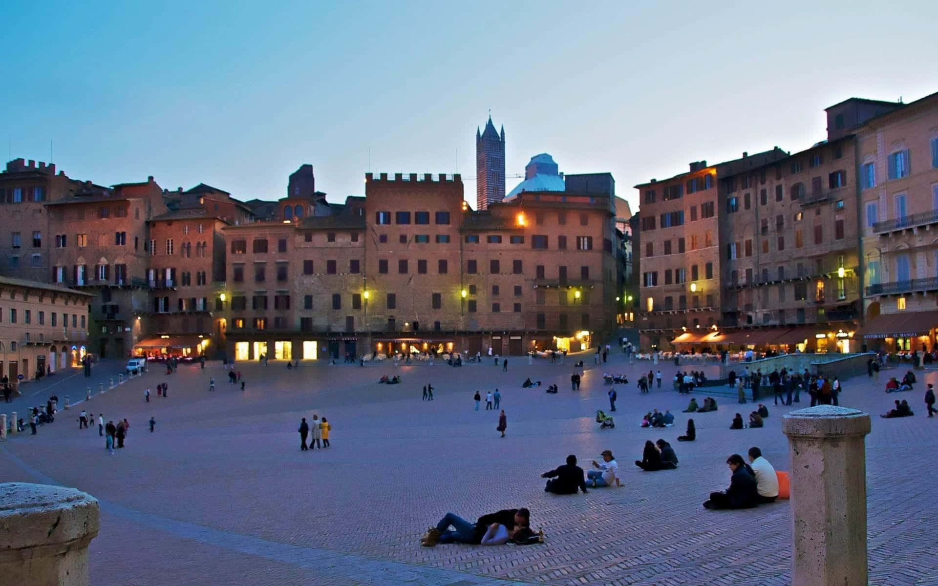 Piazza Del Campo In Siena At Night