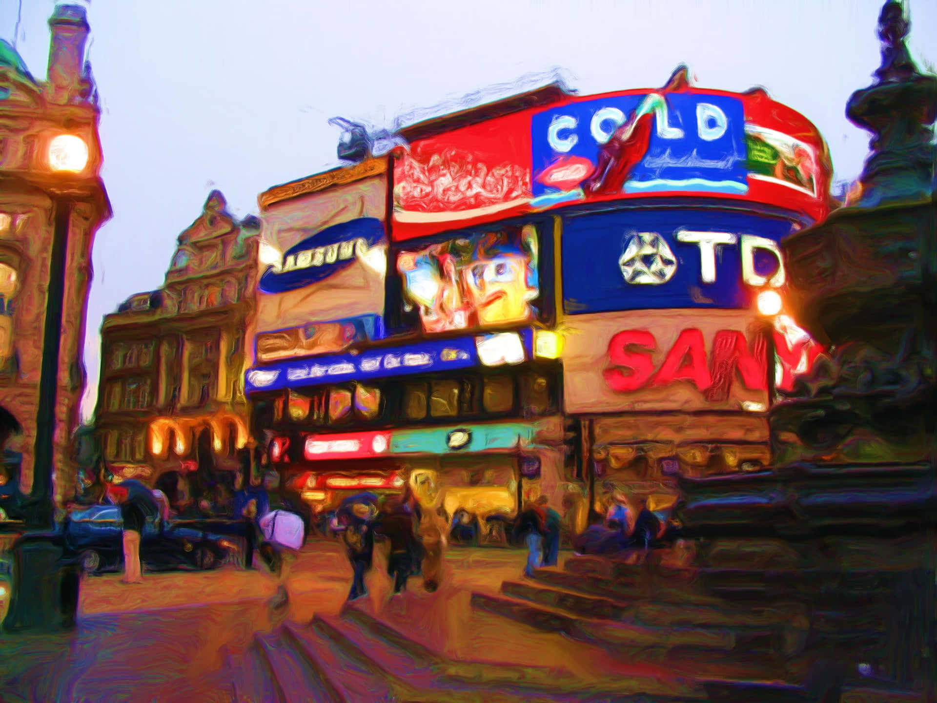 Piccadilly Circus Digital Abstract Painting Background