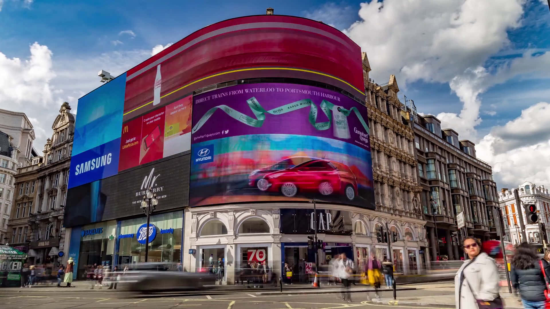 Piccadilly Circus With Motion Blur Background