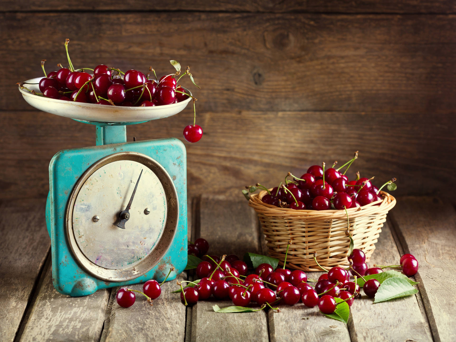 Picked And Weighed Cherries Background