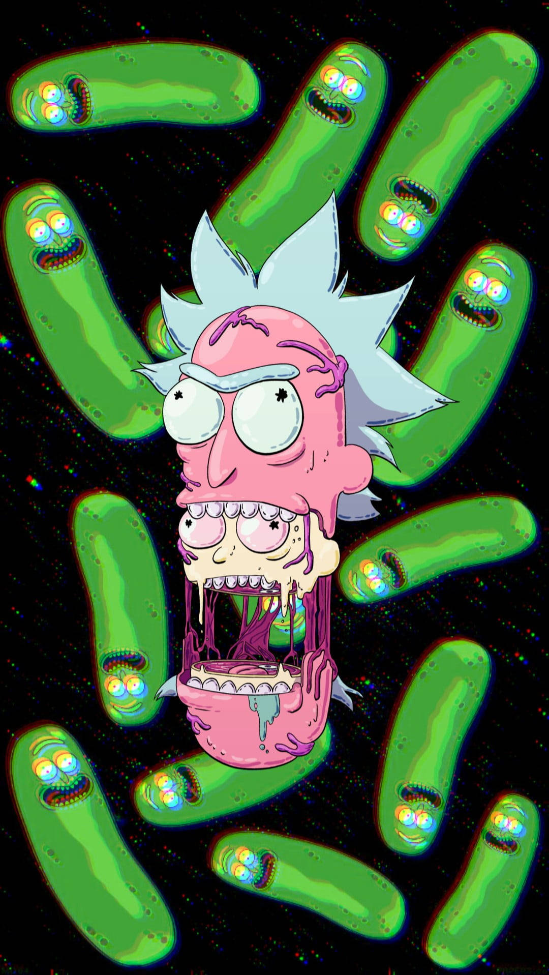 Pickle Rick And Morty Trippy Background