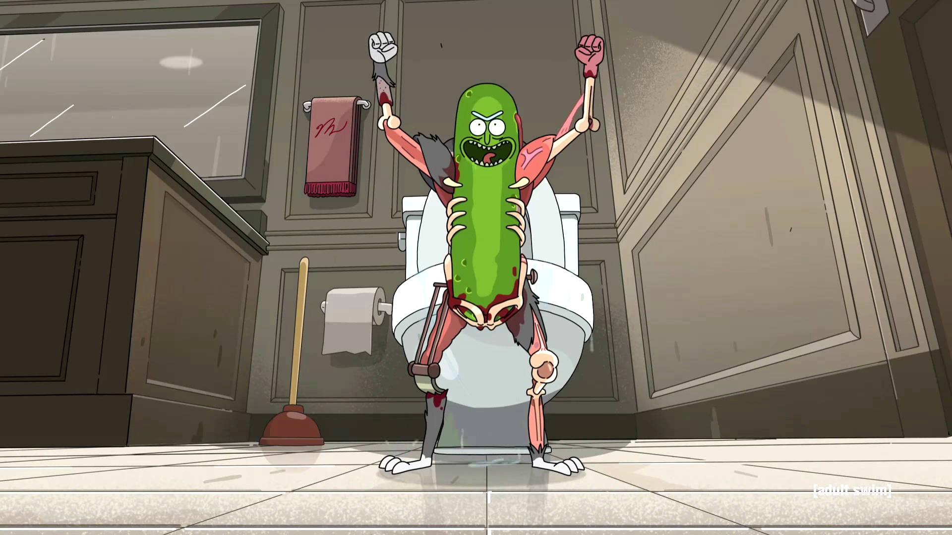 Pickle Rick In The Bathroom