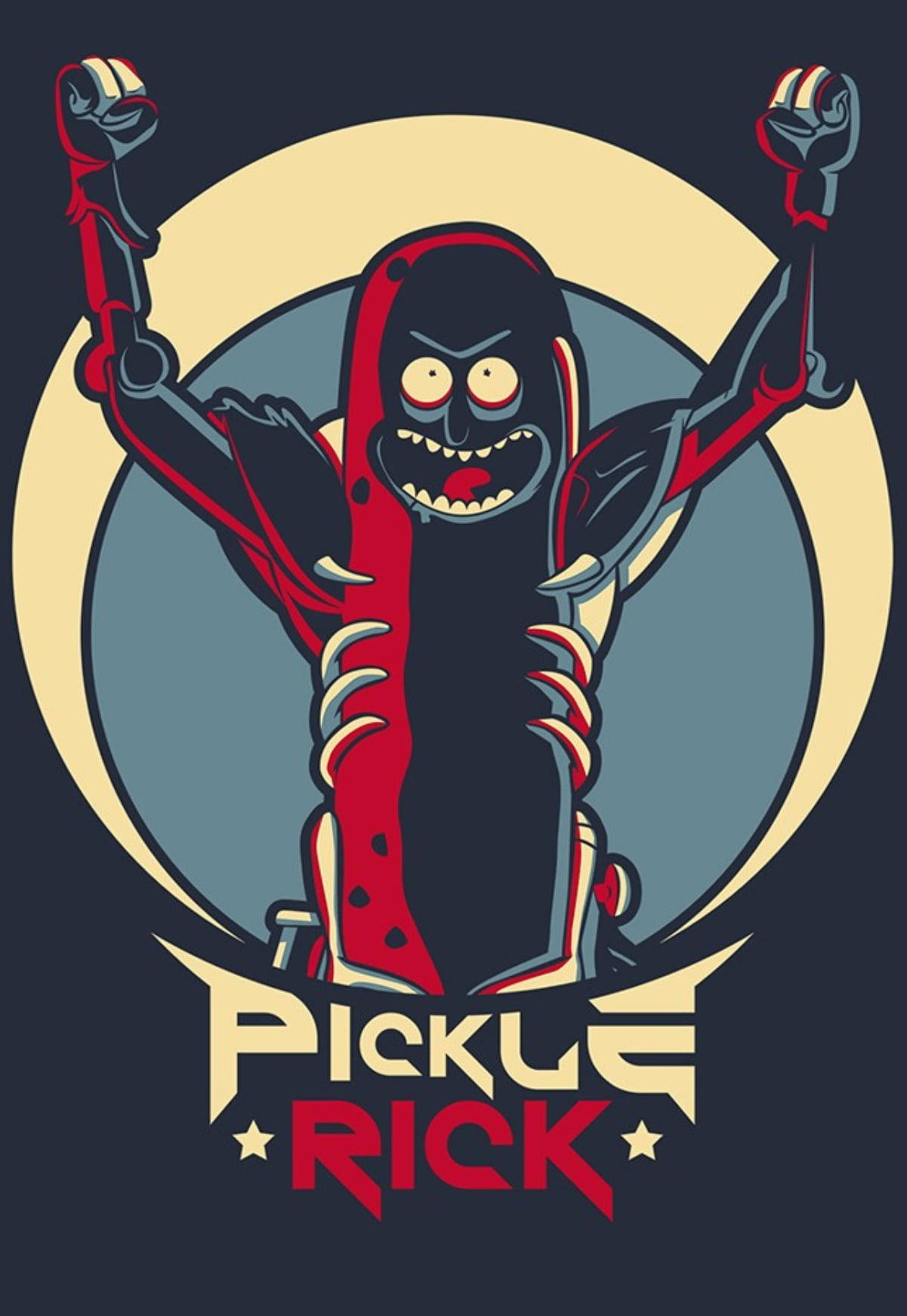 Pickle Rick Raising His Arms