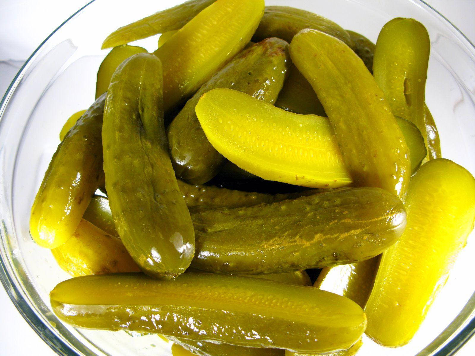 Pickle Slices In A Bowl Background