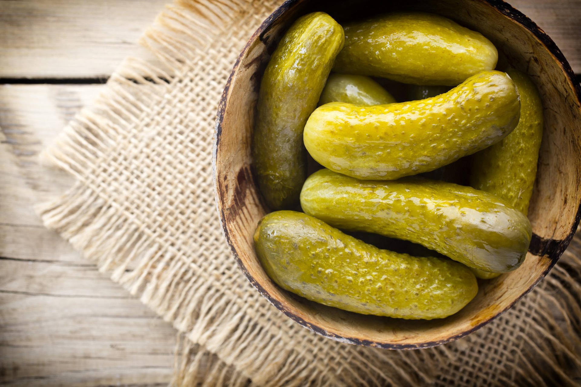 Pickles In Coconut Bowl Background