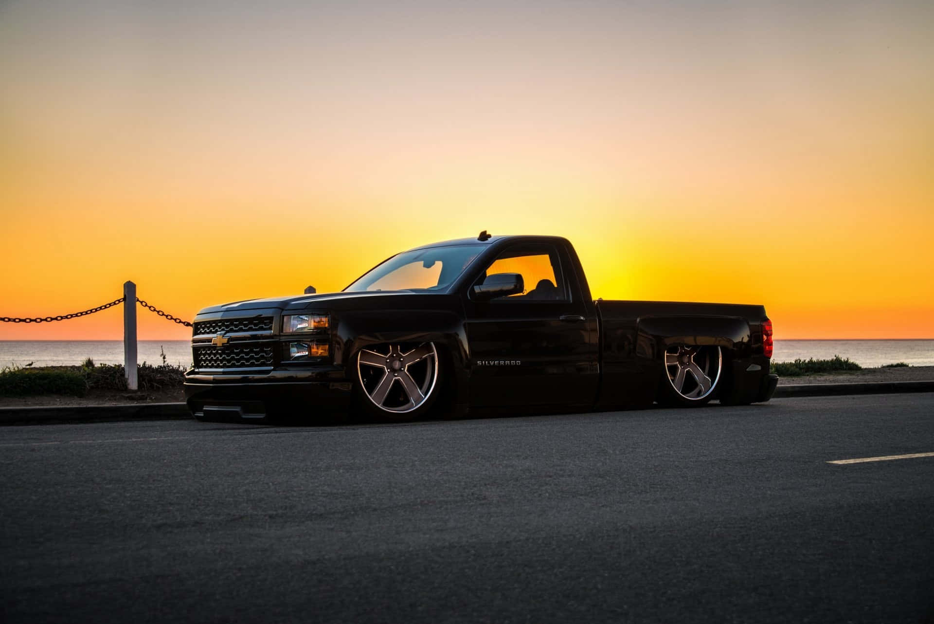 Pickup Truck 2014 Chevrolet Silverado 1500 Sunset Photography Background