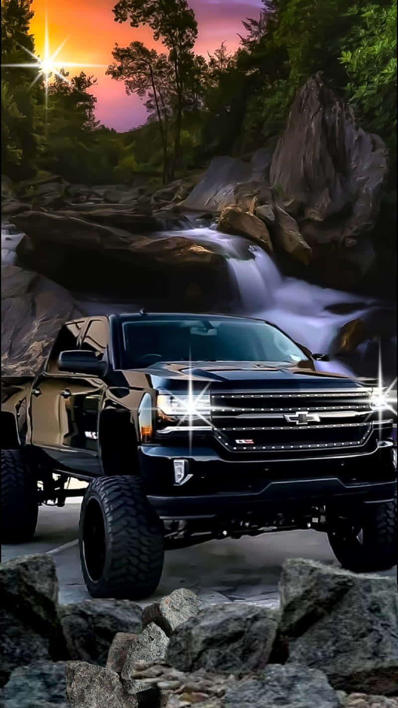 Pickup Truck Chevrolet Silverado Rocky Road Background