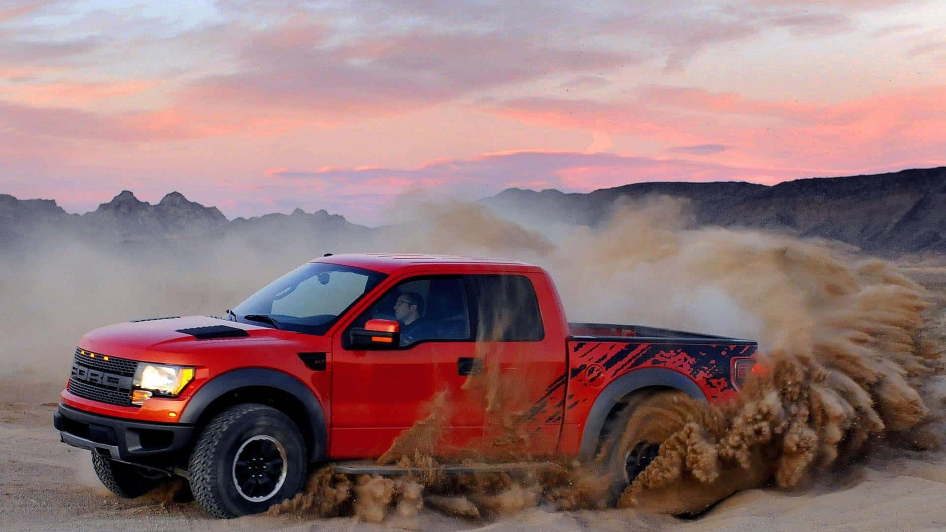 Pickup Truck Red 2019 Ford F-150 Raptor Background