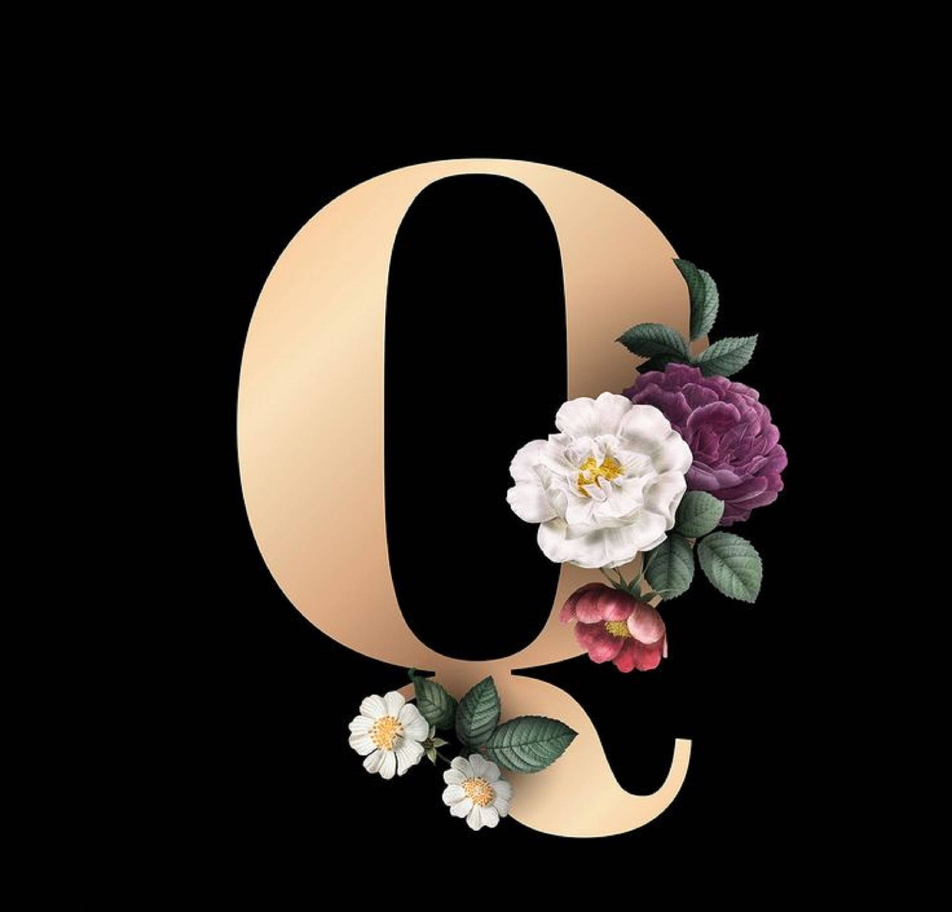 Pictorial Representation Of Flora Inspired Letter Q Background