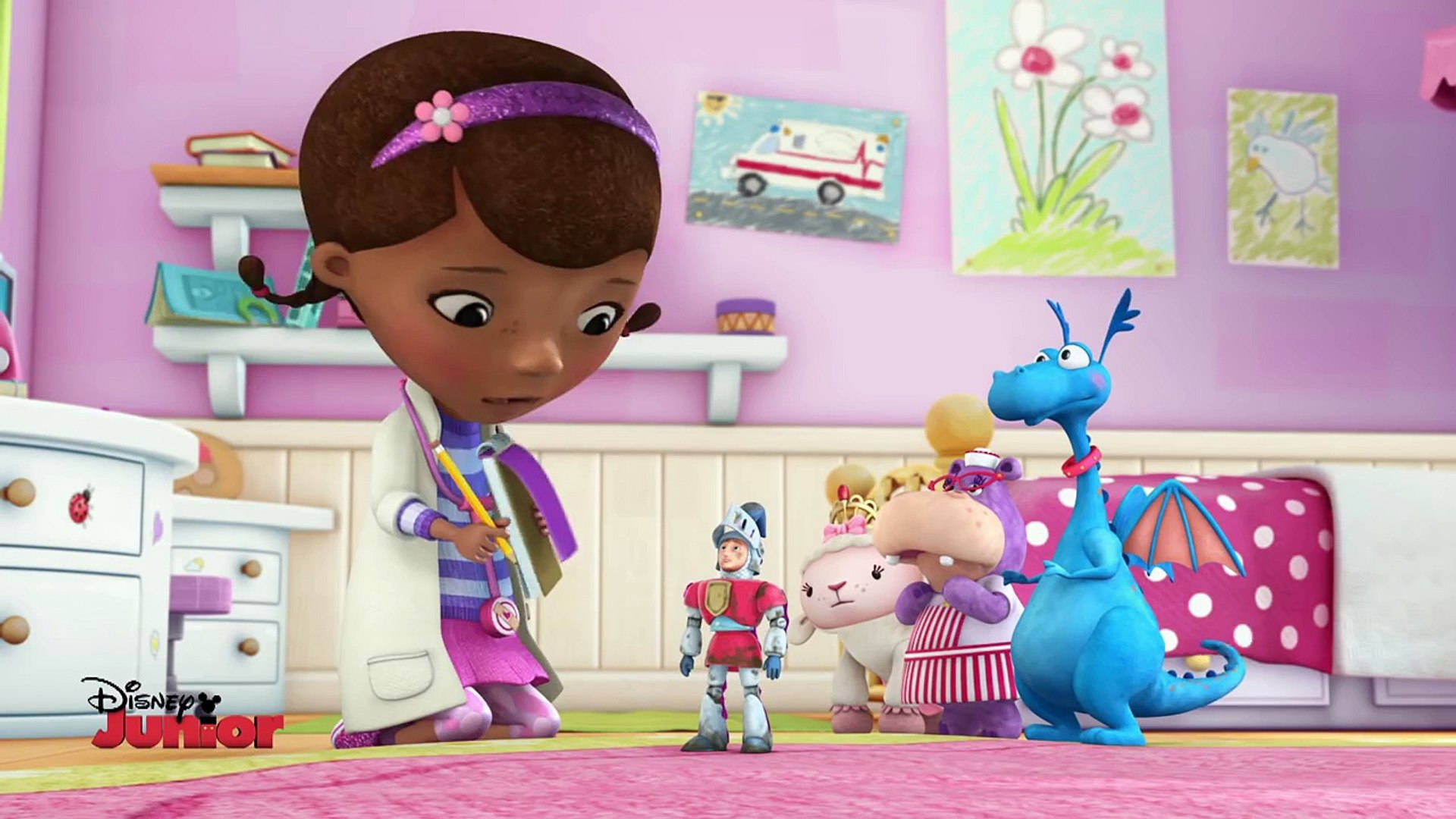 Picture Of Doc Mcstuffins With Sir Kirby In An Animated Scene Background