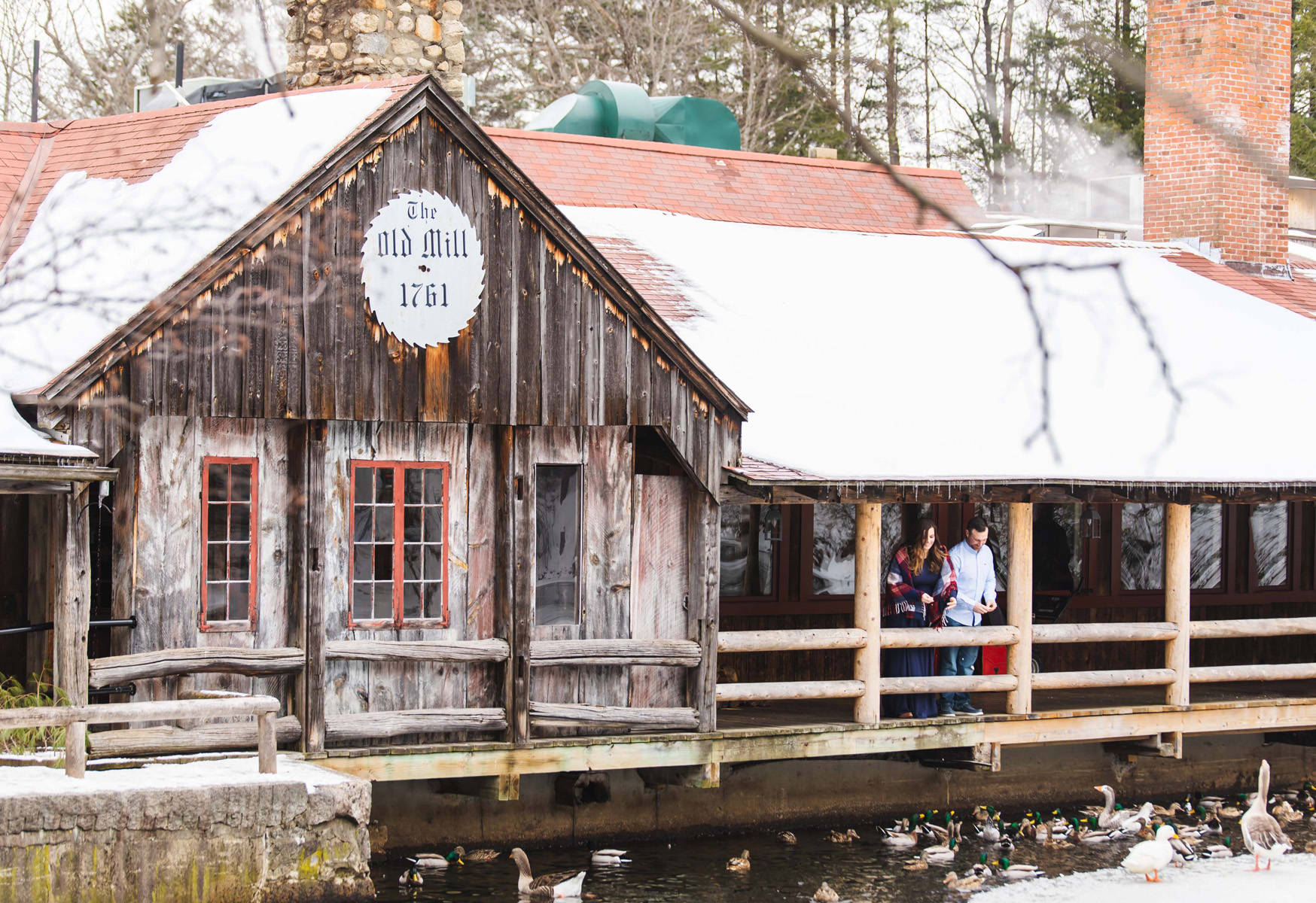 Picturesque View Of Old Mill Restaurant In Massachusetts Background
