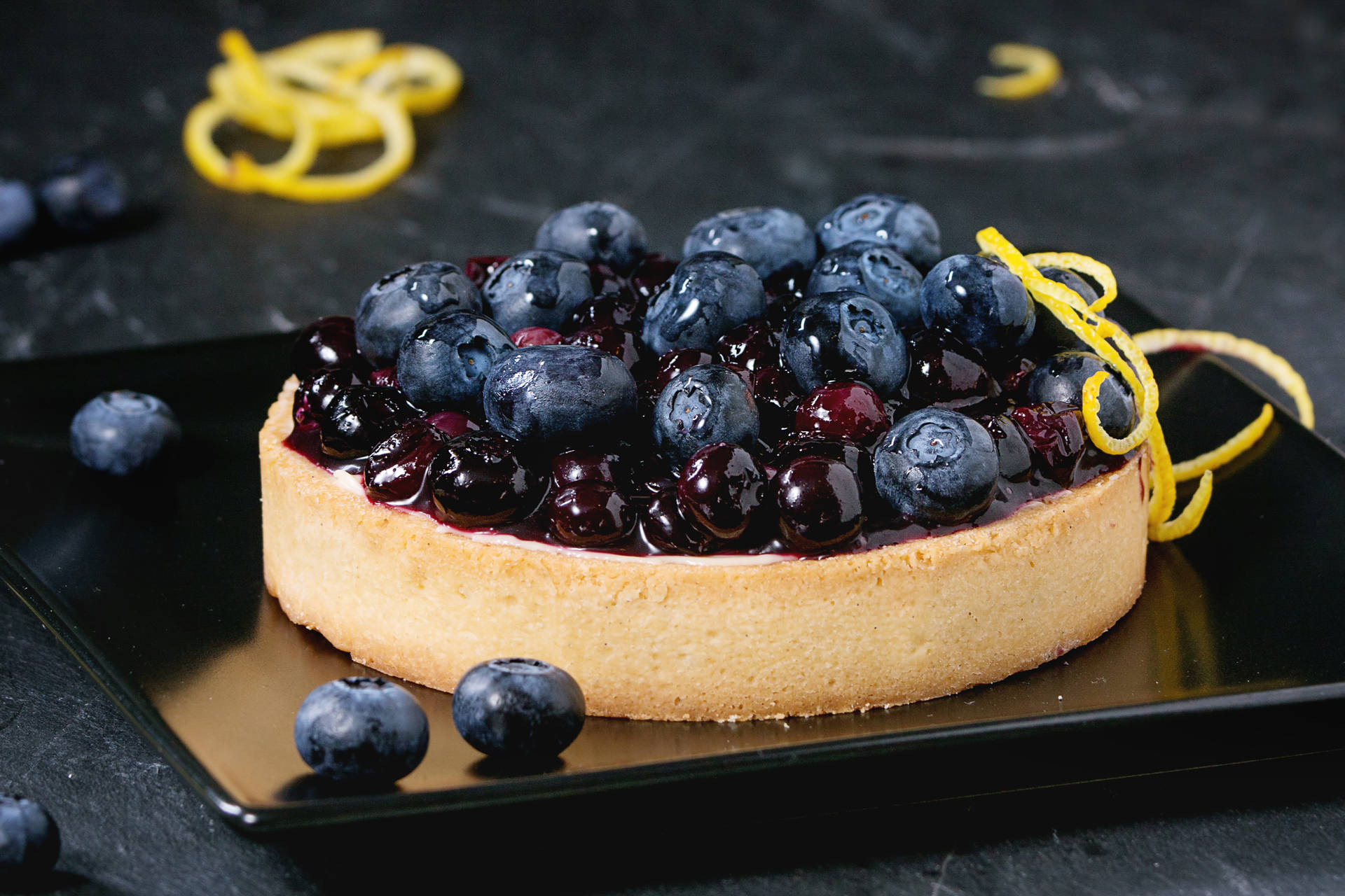 Pie With Blueberry Toppings Background