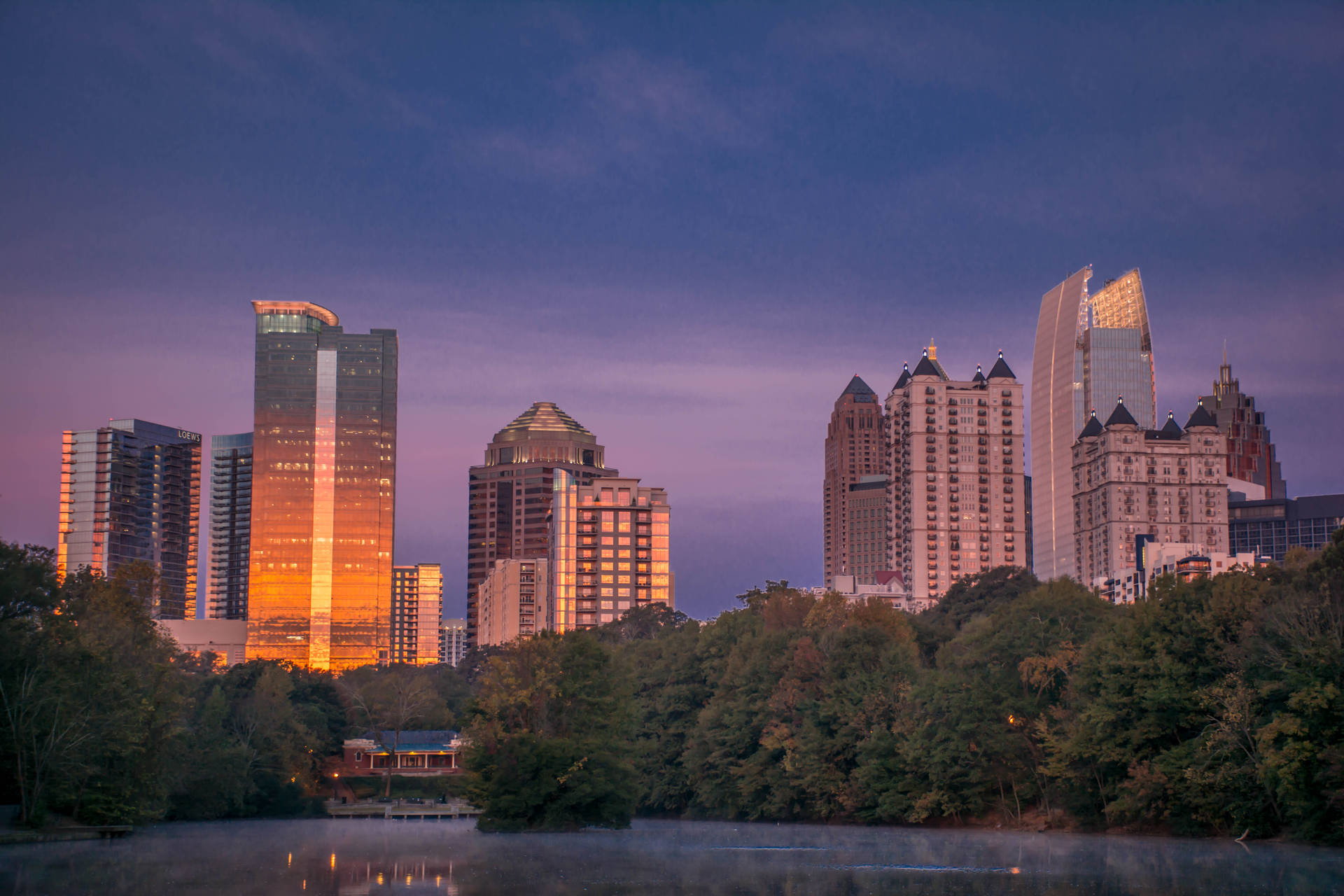 Piedmont Park Atlanta Skyline Background