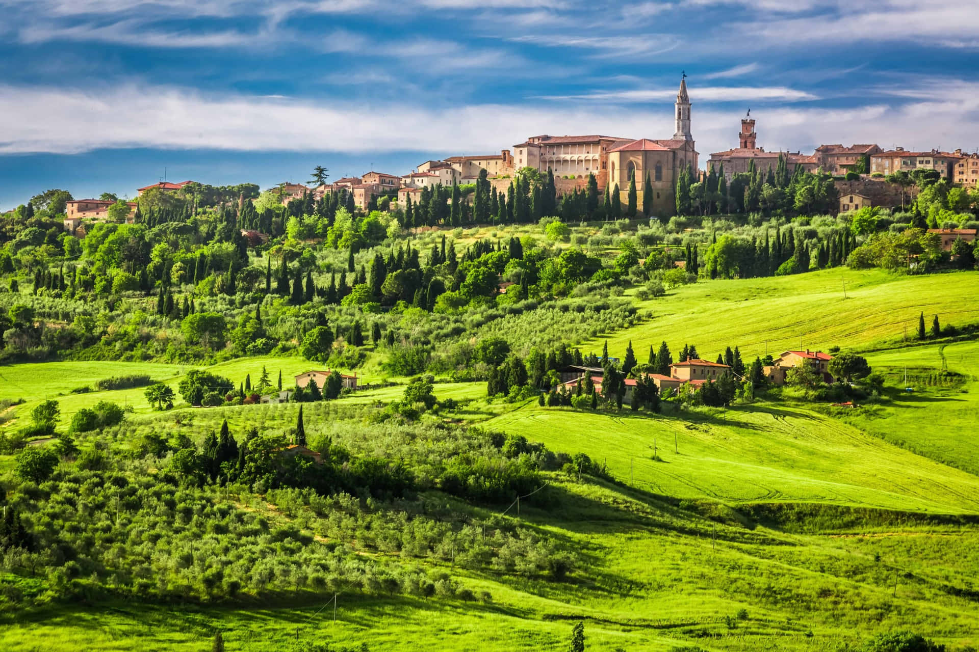 Pienza Tuscany Italy Landscape Scenery Background