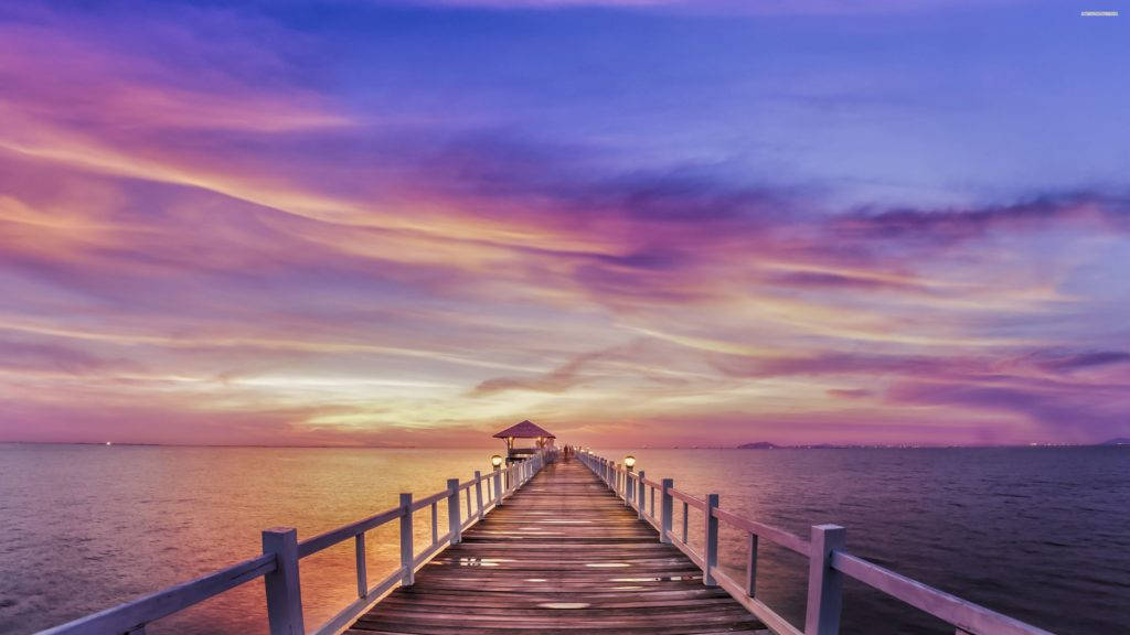 Pier And Ocean Sunrise Nature Background