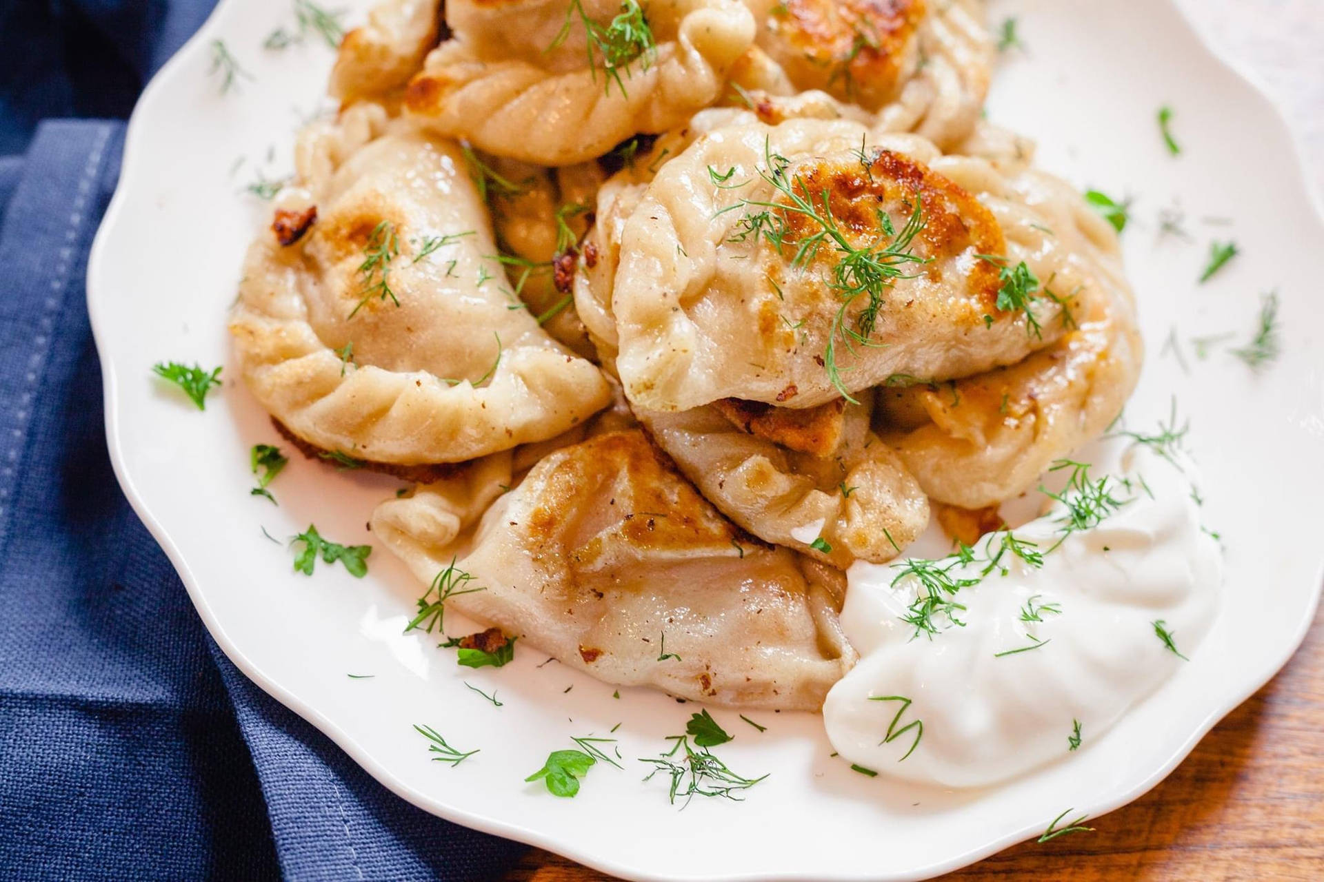 Pierogi Garnish Cream Background