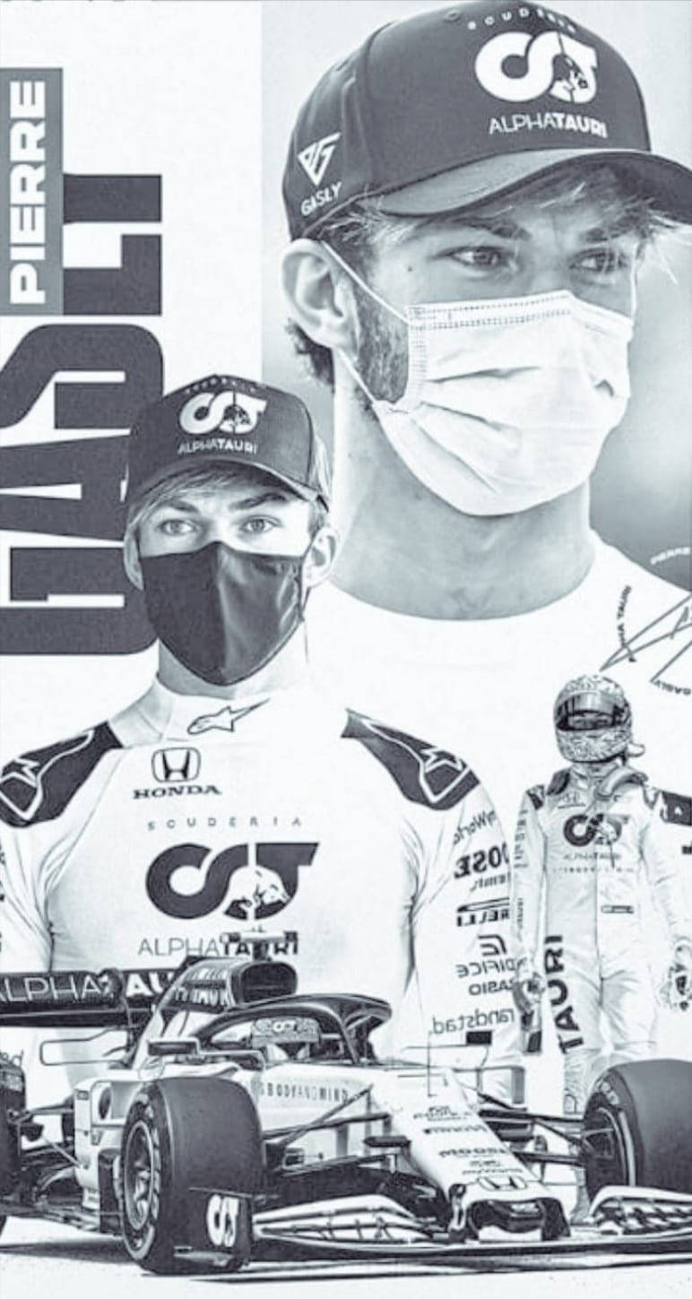 Pierre Gasly Monochrome Photo Montage Background