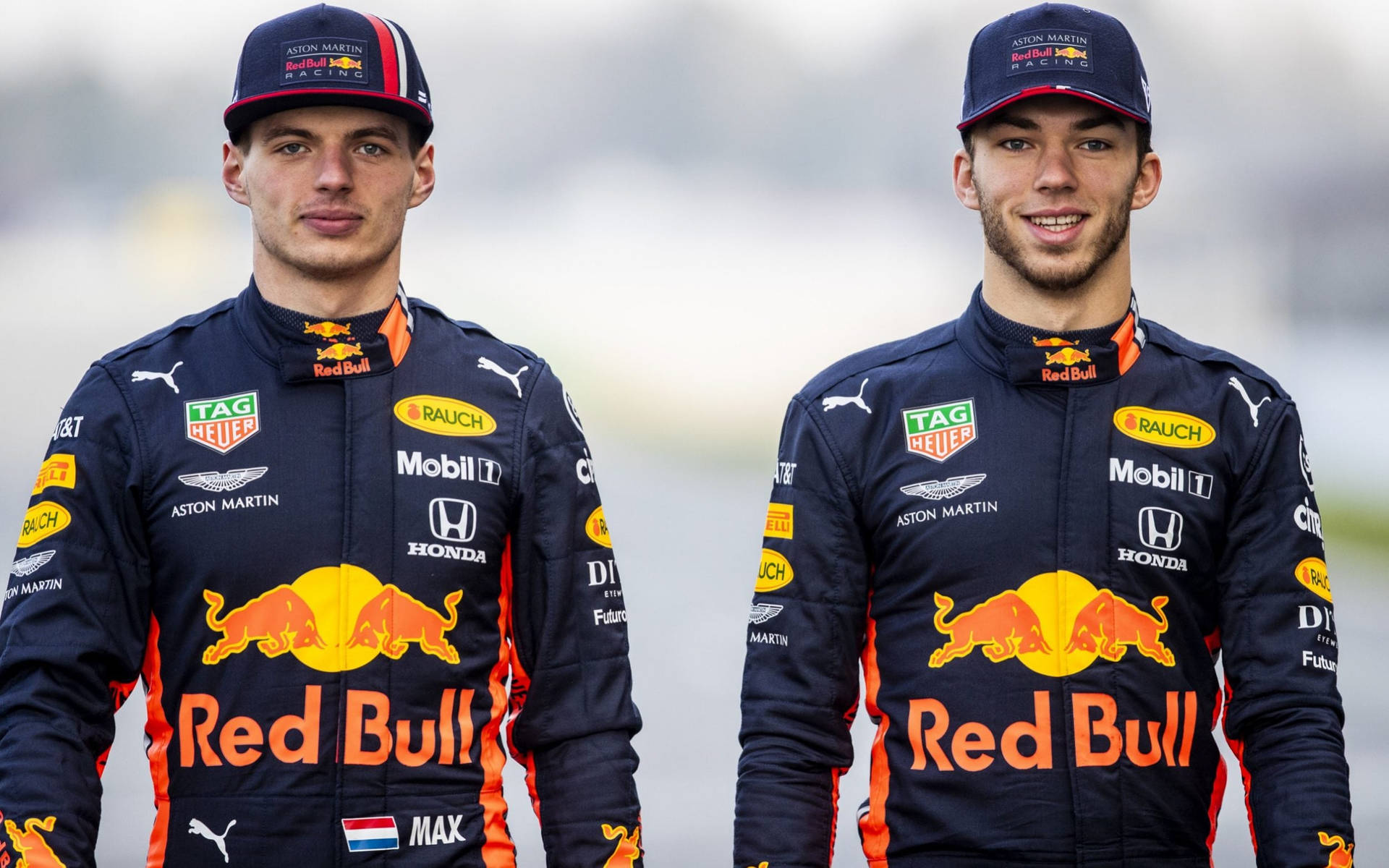Pierre Gasly With Max Verstappen Background