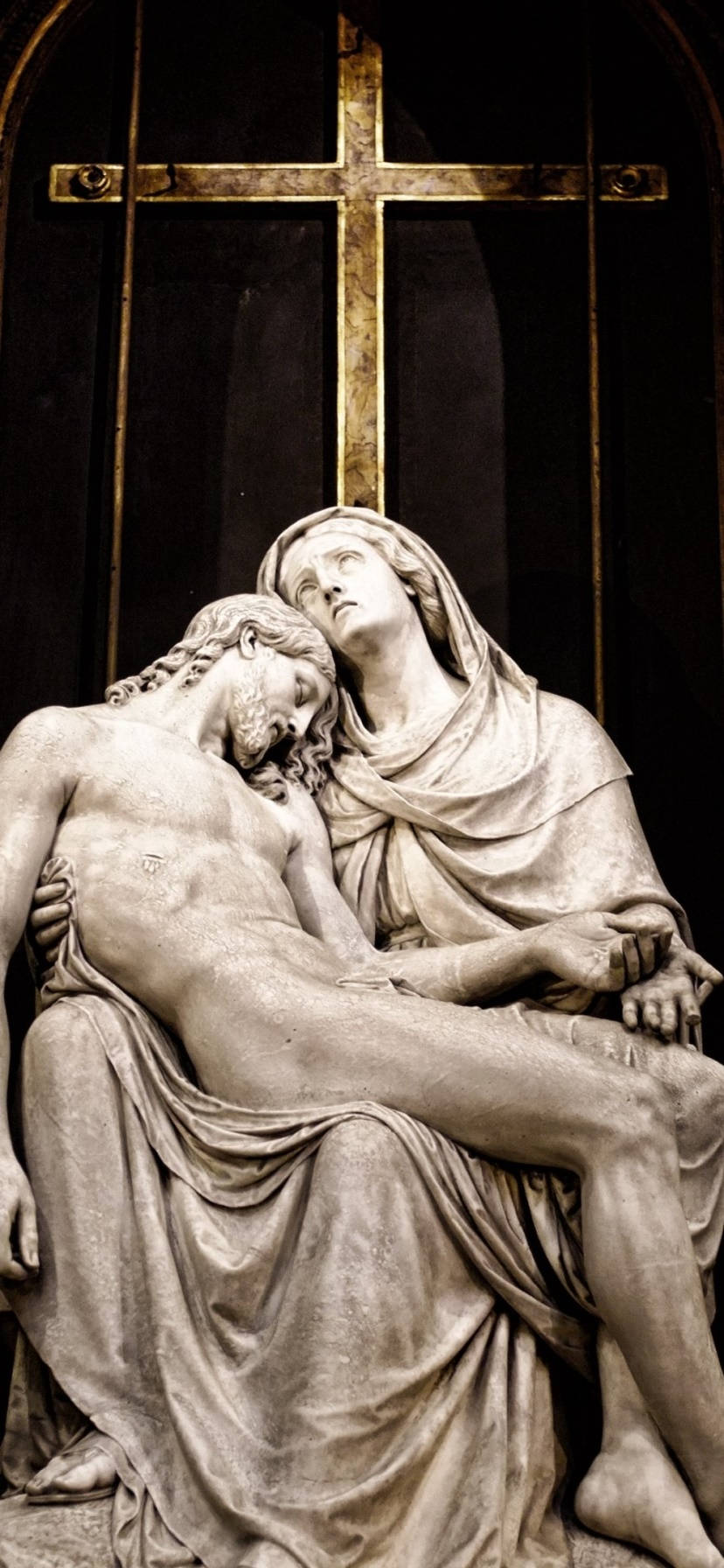 Pieta Statue Mary Jesus Crucifix Background Background