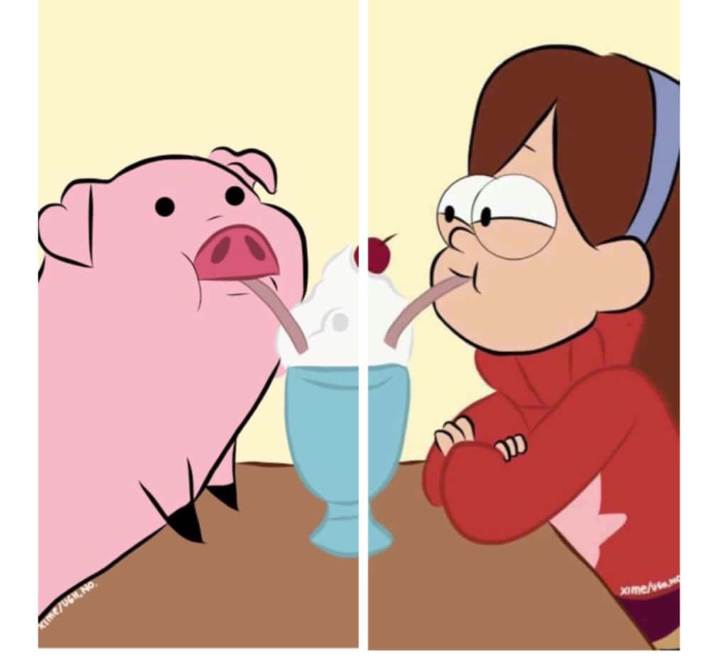 Pig And Girl Cute Matching Best Friend Home Screen Design Background