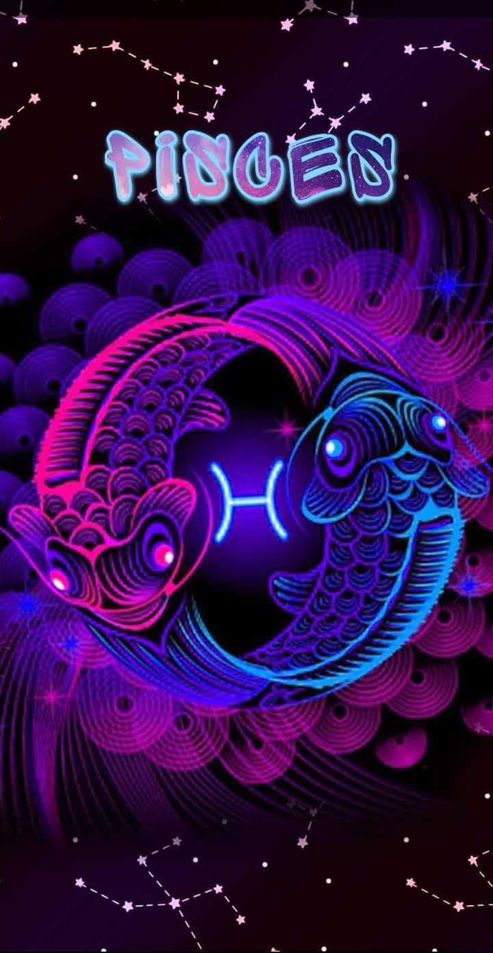 Piggy - A Zodiac Sign With A Neon Background Background