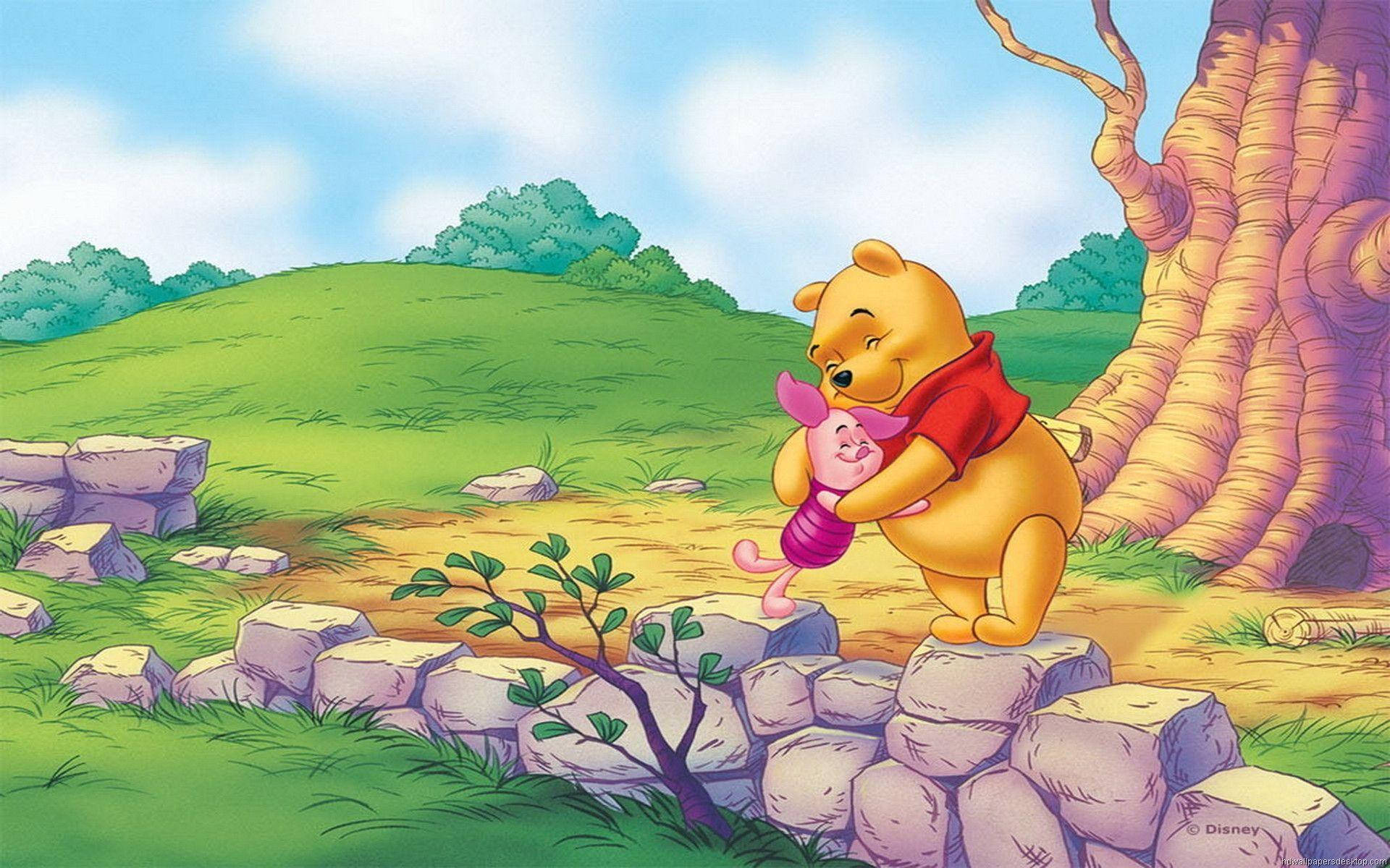 Piglet Hugs Pooh Background