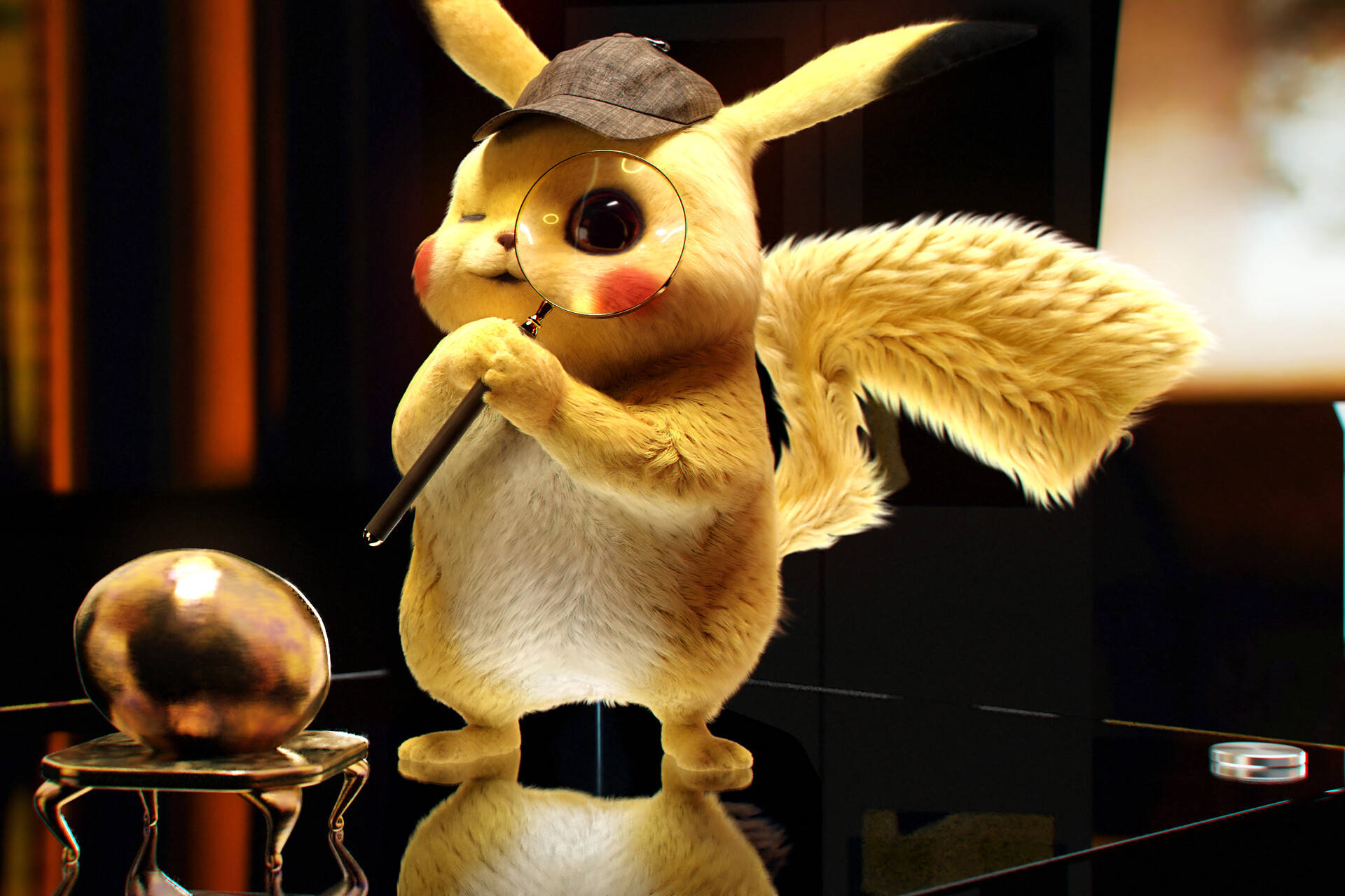 Pikachu 3d Detective With Magnifying Glass Background