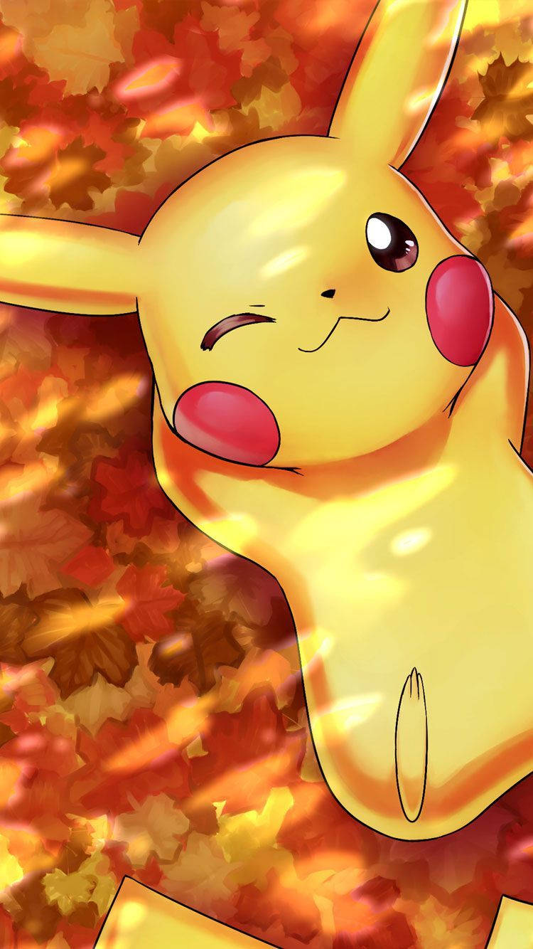 Pikachu 3d Pokémon And Autumn Leaves Background