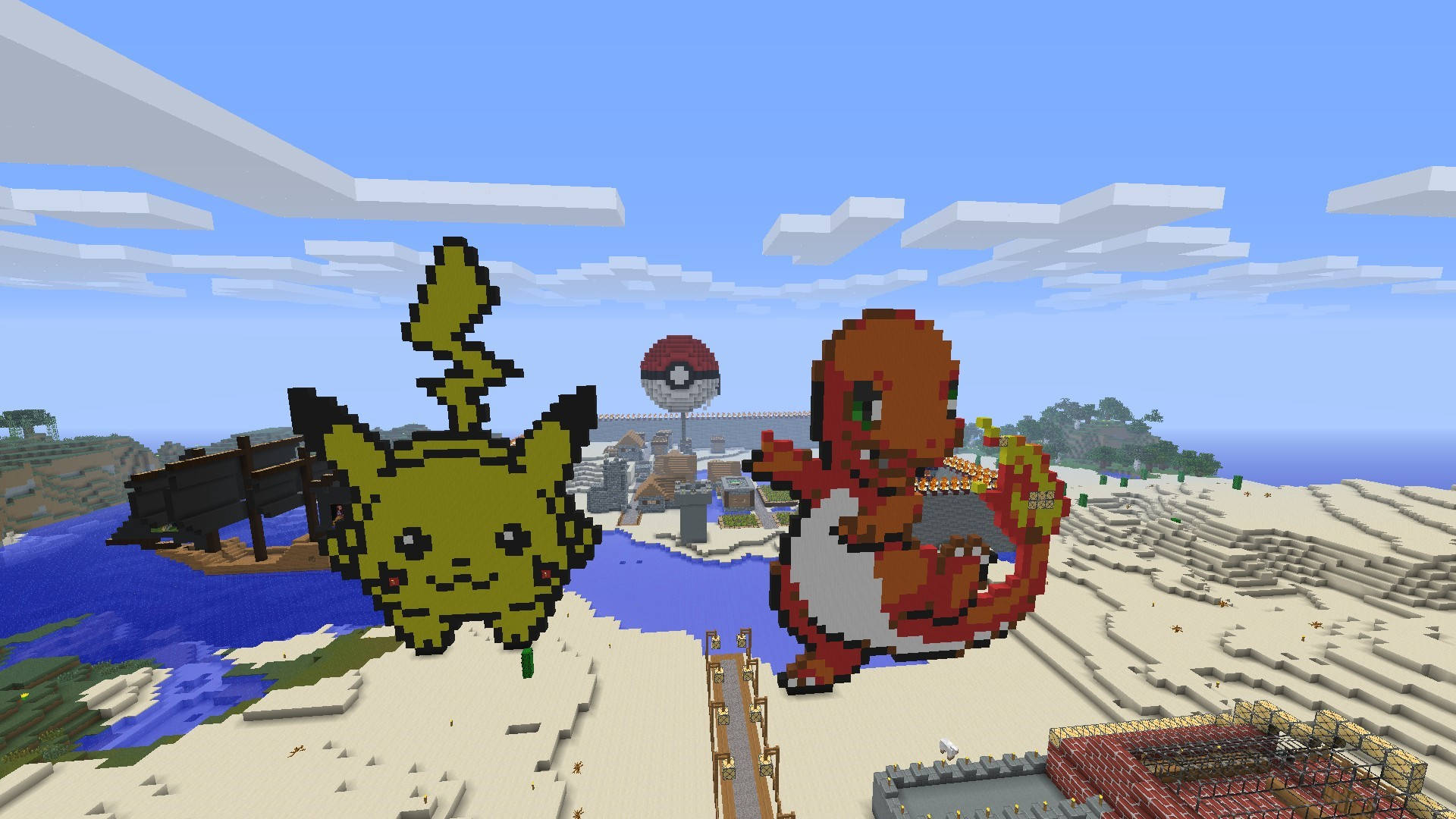 Pikachu And Charmander Minecraft Hd Background
