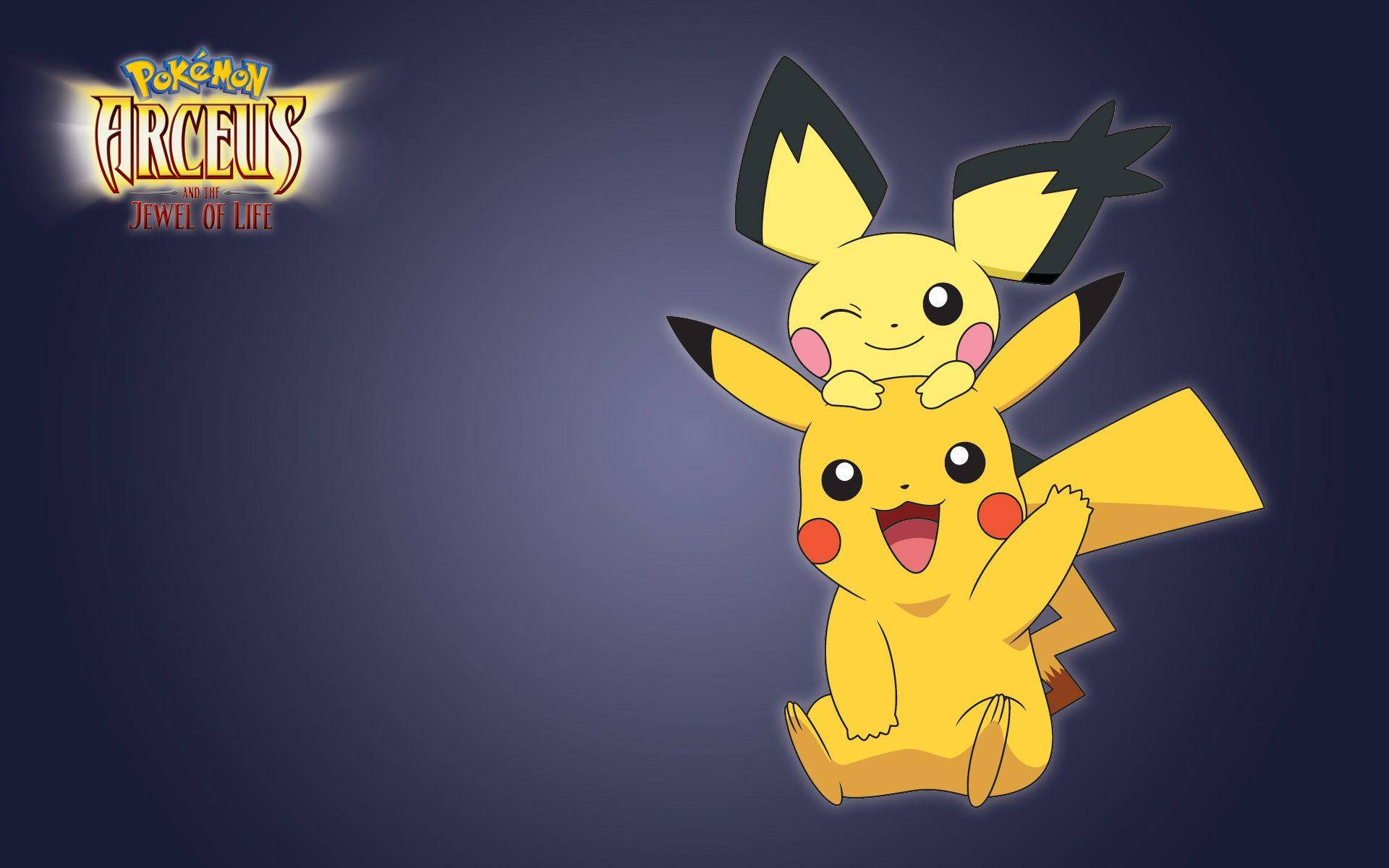 Pikachu And Pikachu In Pokemon Arceus Background