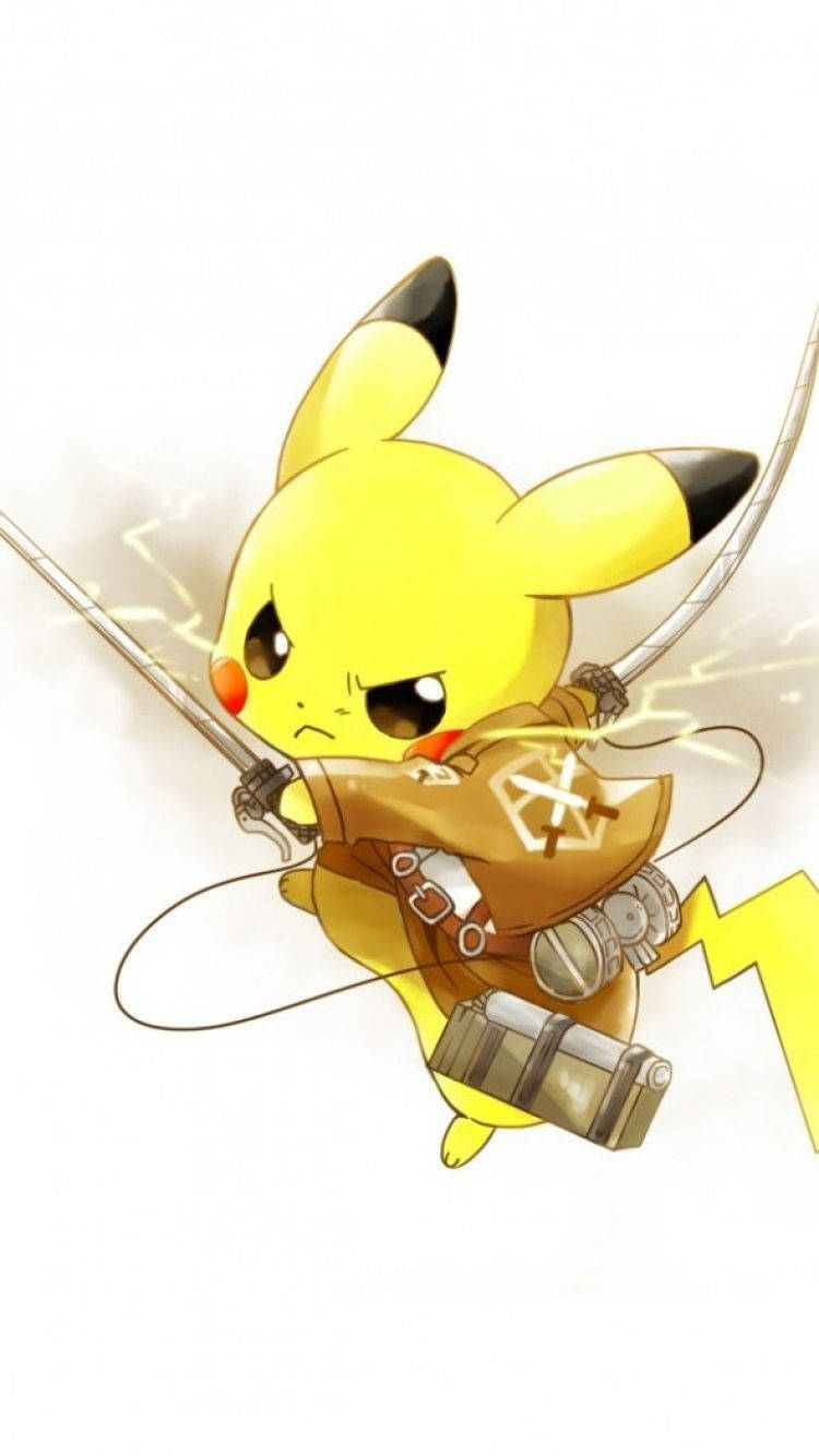 Pikachu Attack On Titan Pokemon Iphone Background